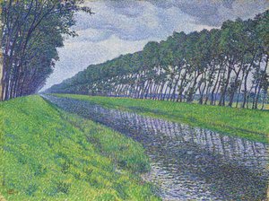 Kanal i Flandern; Kanalen i Flandern i trist vær, 1894 av Théo van Rysselberghe