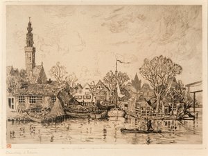 Skipsverft i Edam (Nederland) av Théo van Rysselberghe
