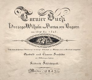 Bok om turneringer: Tittelside, 1817. av Theobald Senefelder