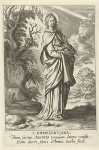 Heilige Emerentiana fra Roma St. Emmerantiana (tittel på objekt) Feminine heiligen (serietittel) Mirror Illuminated Virgin (serietittel) av Theodoor Galle