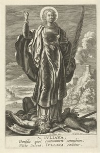 Heilige Juliana S. Juliana (tittel på objekt) Feminine heiligen (serietittel) Mirror Illuminated Virgin (serietittel) av Theodoor Galle