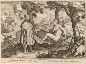 Amerika av Theodor Galle after Jan van der Straet