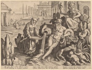 The Vestal Virgin Tuccia av Theodor Galle after Jan van der Straet