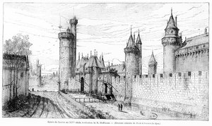 Inngang til Louvre på 1300-tallet, 1885 av Theodor Josef Hubert Hoffbauer
