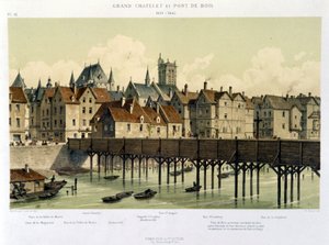 Det store Châtelet og trebroen (1621-1643) - i "Paris fra 1200-tallet til i dag" av Hoffbauer, red. Firmin Didot & Cie