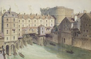 Utsikt over Petit Chatelet og Petit Pont i 1717, illustrasjon fra 