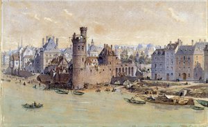 Utsikt over tårnet i Nesles i Paris på 1600-tallet. Akvarell av Theodore Joseph Hubert Hoffbauer (1839-1922) 1800-tallet. Paris, Musee Carnavalet