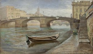 En overskyet dag i Firenze nær Ponte Santa Trinità av Theodor Philipsen