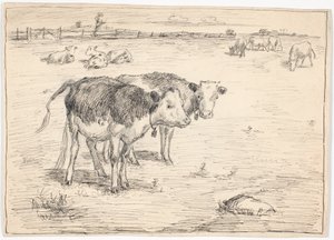 Et par kalver på "Fladen", Saltholm av Theodor Philipsen