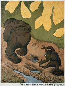 I fars fotspor (akvarell og penn) av Theodor Kittelsen