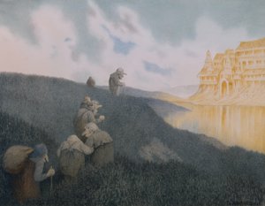 På vei til fest på Trollborgen av Theodor Kittelsen