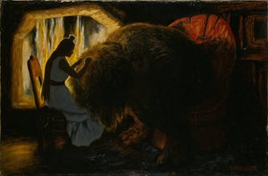 Prinsessen plukker lus fra trollet av Theodor Kittelsen