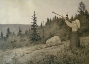 Oppe under fjellet lyder et treblåseinstrument