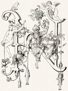N - El sabio Natham - Alfabet av T. de Bry (nytt kunstnerisk alfabet) av Theodor de Bry