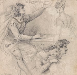 Et ark med skisser - Teaterstudier av Theodor von Holst