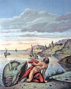 Jonas kommer ut av hvalens mage, midten av 1800-tallet (illustrasjon) av Theodore (after) Amst