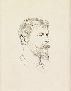 Portrett av Sir Ernest Waterlow, en profil (penn og blekk på papir)