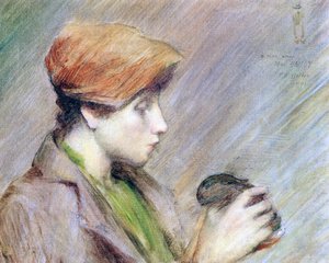 Suzanne Hoschedé med en kanin, 1891 av Theodore Earl Butler
