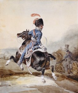 Artillerioffiser galopperende til venstre av Theodore Gericault