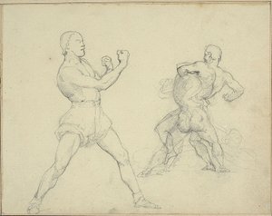 Boxer Facing Right og Two Men Wrestling av Theodore Gericault