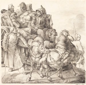 Vogn fylt med sårede soldater (Chariot charge de soldats blesses) av Theodore Gericault