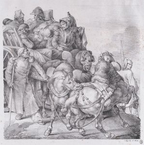 Vogn lastet med sårede soldater, 1818. av Theodore Gericault