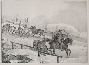 Fire forskjellige emner: Vogn som klatrer en bakke. av Theodore Gericault