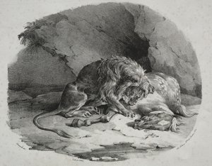 Hest fortært av en løve av Theodore Gericault