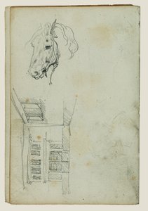 Hestehode, utsikt over en gårdsplass av Theodore Gericault