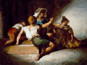 Italiensk familie (olje på papir bakket med lerret) av Theodore Gericault