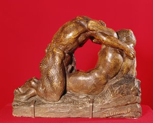 Jupiter og Antiope (første side), ca. 1818 (stein med brun patina)