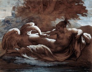 Leda og svanen. Tegning av Theodore Gericault (1791-1824) av Theodore Gericault