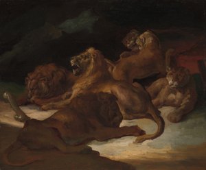 Løver i et fjellaktig landskap, ca. 1818-20. av Theodore Gericault