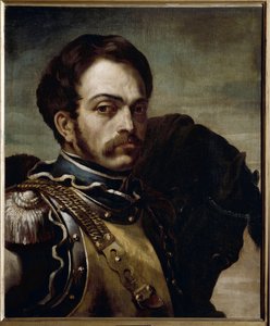 Portrett av en carabinieri-offiser. Olje på lerret av Theodore Gericault