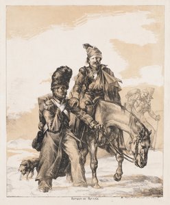 Hjemkomst fra Russland, ca. 1818 (litografi på fillerpapir) av Theodore Gericault