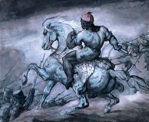 Scene fra Colonial War: A Black on a Rearing Horse av Theodore Gericault