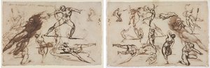 Ark med skisser (recto) Ark med skisser (verso) av Theodore Gericault