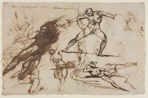 Skisserark (rekto) Skisserark (verso) av Theodore Gericault
