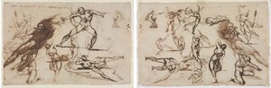 Ark med skisser (recto) Ark med skisser (verso) av Theodore Gericault