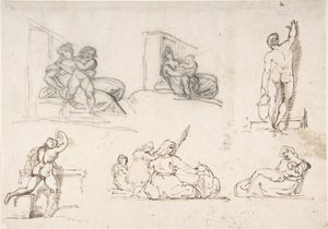 Studier i sekssifret størrelse, deriblant fire til «Den fattige italienske familien» av Theodore Gericault