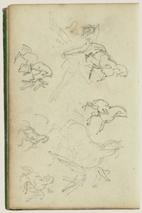 Seks studier for mann ved siden av en hest som reiser seg av Theodore Gericault