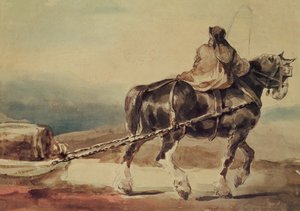 Lekterhesten (blyant og akvarell på papir) av Theodore Gericault