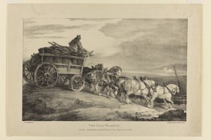 Kullvognen, fra forskjellige emner tegnet fra livet på stein av Theodore Gericault