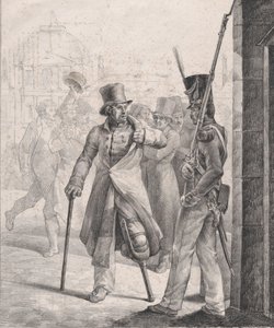 Den sveitsiske vaktposten ved Louvre, 1819. av Theodore Gericault