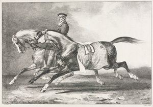 To sprakkete hester som trener av Theodore Gericault
