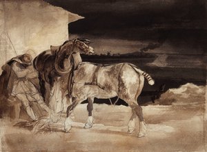 To hester og en sovende brudgom, ca. 1822-1823 av Theodore Gericault