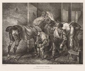 Ulike emner tegnet fra livet og på stein: The English Farrier av Theodore Gericault