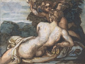 Venus og Amor i et landskap, etter Annibale Carracci recto, 1816-17. av Theodore Gericault