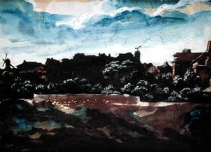 Utsikt over åsene i Montmartre (akvarell) av Theodore Gericault