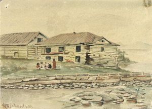 Bygninger går til ruin, Alaska, 1884.